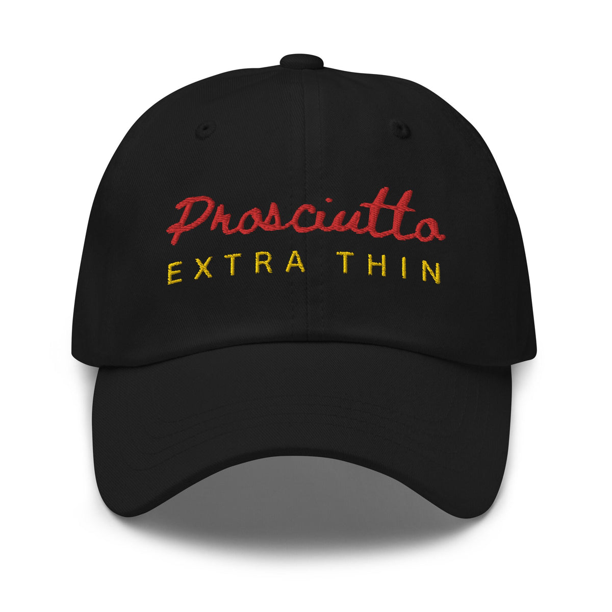 Prosciutto Hat - Thinly Sliced Italian Ham Fans - Minimalist Cotton Embroidered Cap