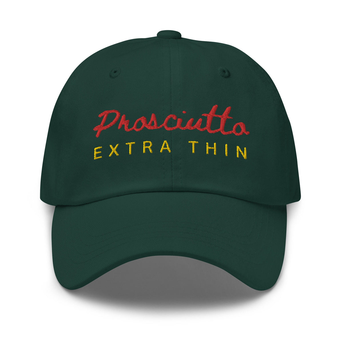 Prosciutto Hat - Thinly Sliced Italian Ham Fans - Minimalist Cotton Embroidered Cap