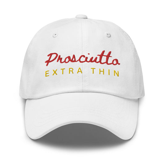 Prosciutto Hat - Thinly Sliced Italian Ham Fans - Minimalist Cotton Embroidered Cap