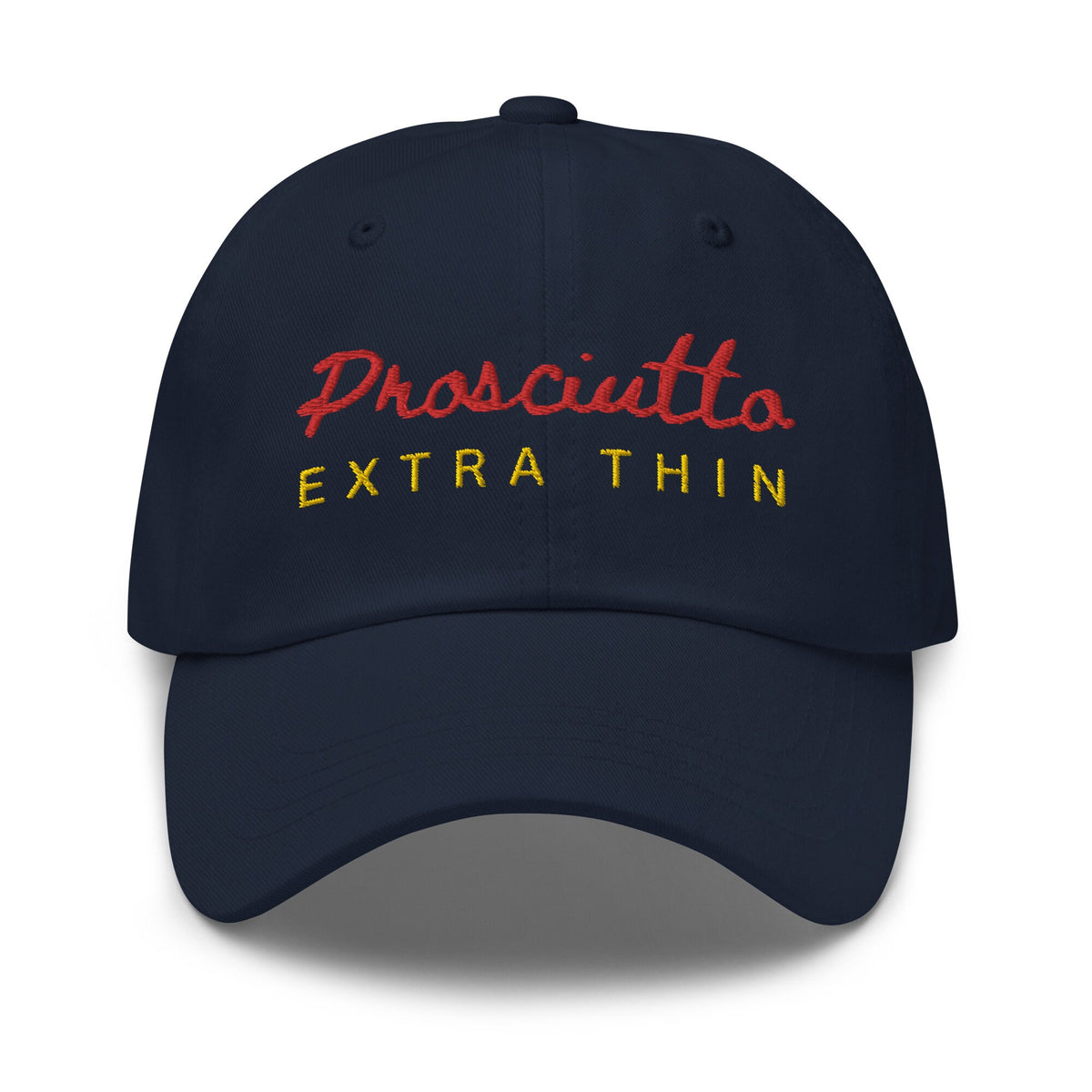 Prosciutto Hat - Thinly Sliced Italian Ham Fans - Minimalist Cotton Embroidered Cap
