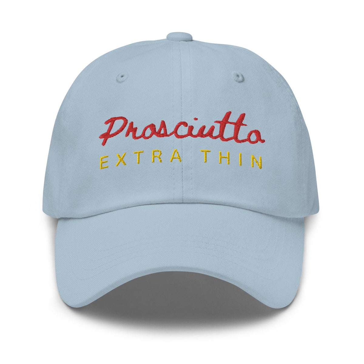 Prosciutto Hat - Thinly Sliced Italian Ham Fans - Minimalist Cotton Embroidered Cap
