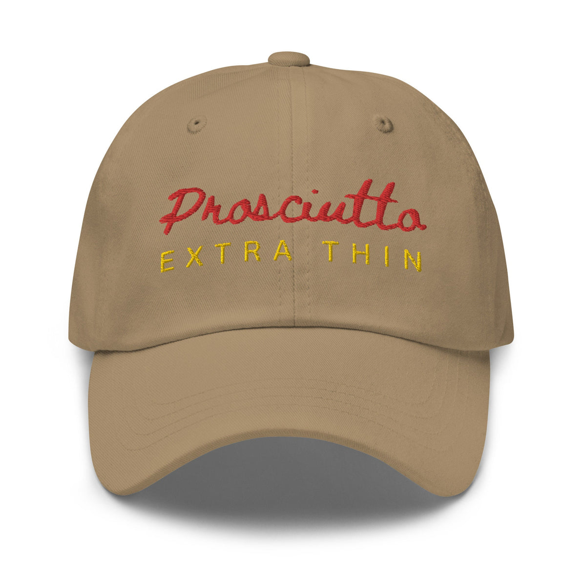 Prosciutto Hat - Thinly Sliced Italian Ham Fans - Minimalist Cotton Embroidered Cap