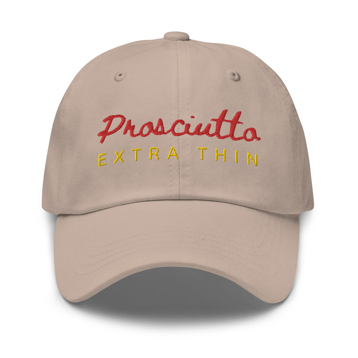 Prosciutto Hat - Thinly Sliced Italian Ham Fans - Minimalist Cotton Embroidered Cap