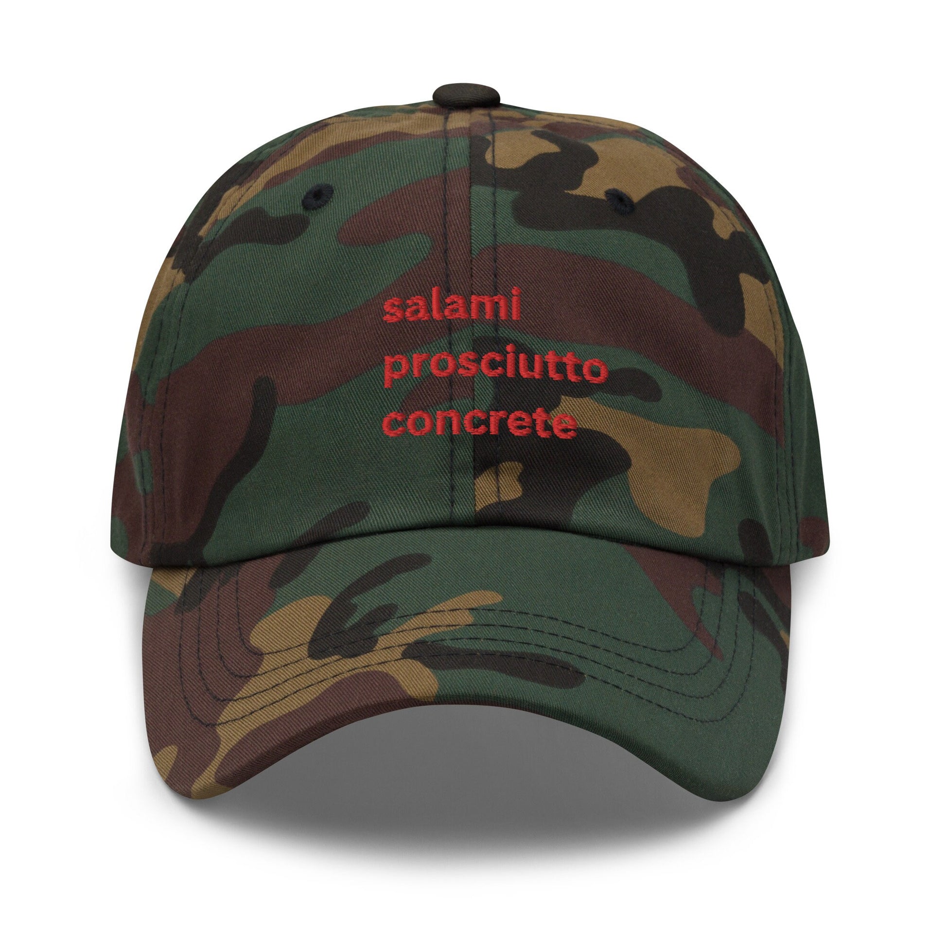 Salami, Concrete, Prosciutto Hat - Funny Italian American gift - Cotton Embroidered Cap