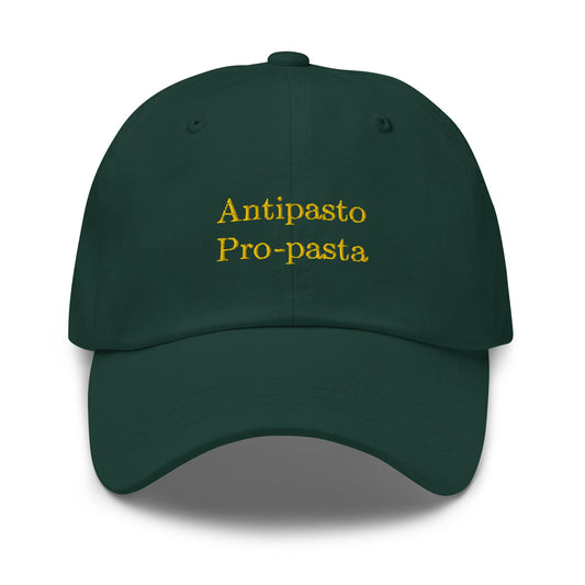 Pasta Dad Hat - The Duality of Man - Antipasto, Pasta, and Italian Food Lovers - Cotton Embroidered Cap - Multiple Colors