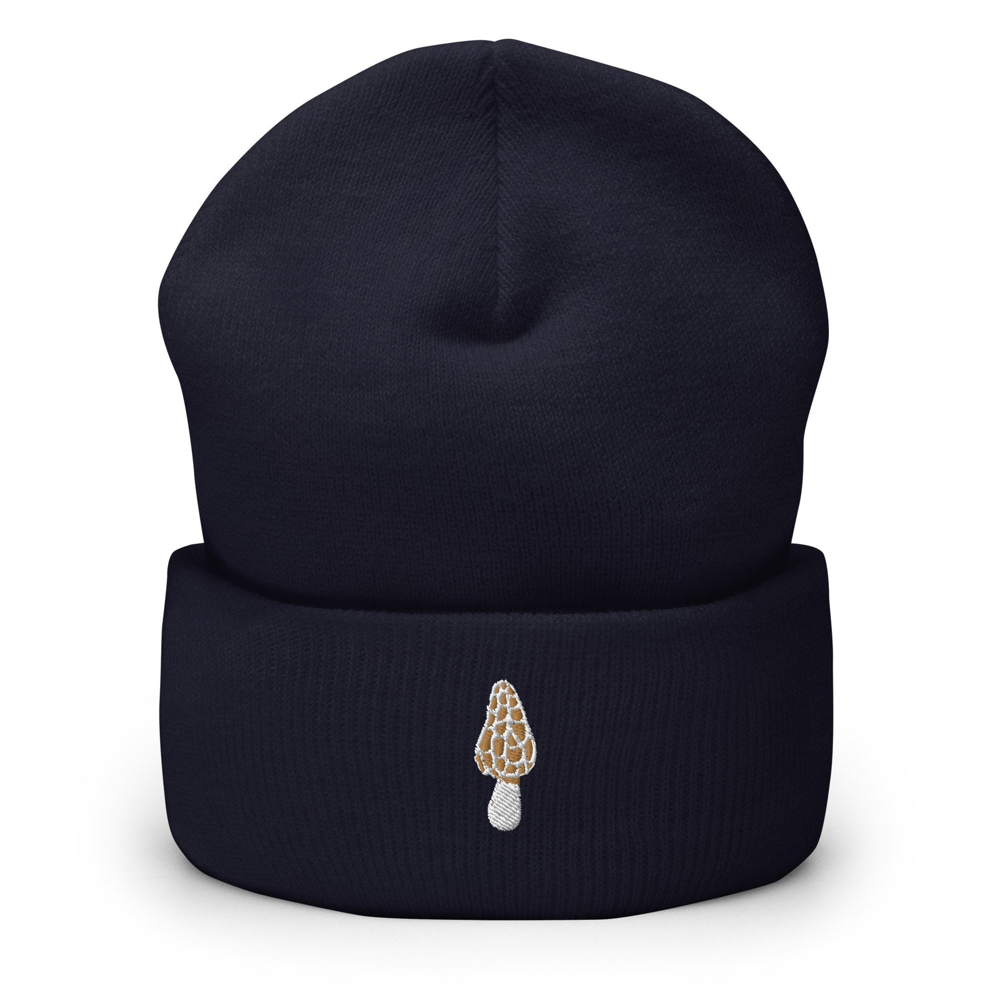 Morel Mushroom Beanie - Fall, Autumn Hat - Embroidered + Cuffed + Hypoallergenic - Multiple Colors