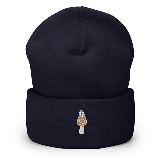 Morel Mushroom Beanie - Fall, Autumn Hat - Embroidered + Cuffed + Hypoallergenic - Multiple Colors