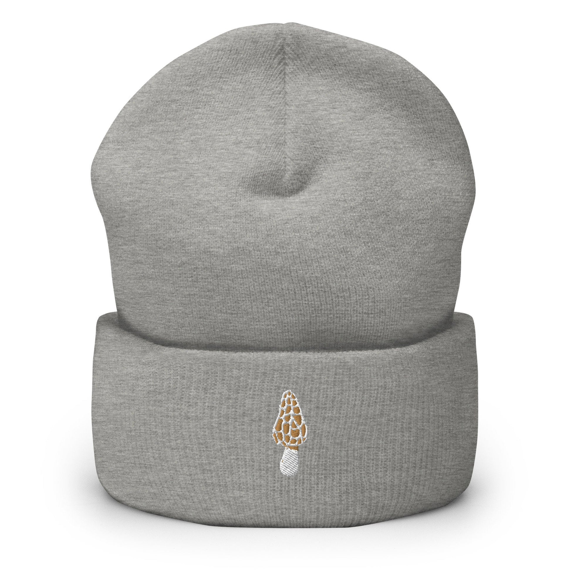 Morel Mushroom Beanie - Fall, Autumn Hat - Embroidered + Cuffed + Hypoallergenic - Multiple Colors
