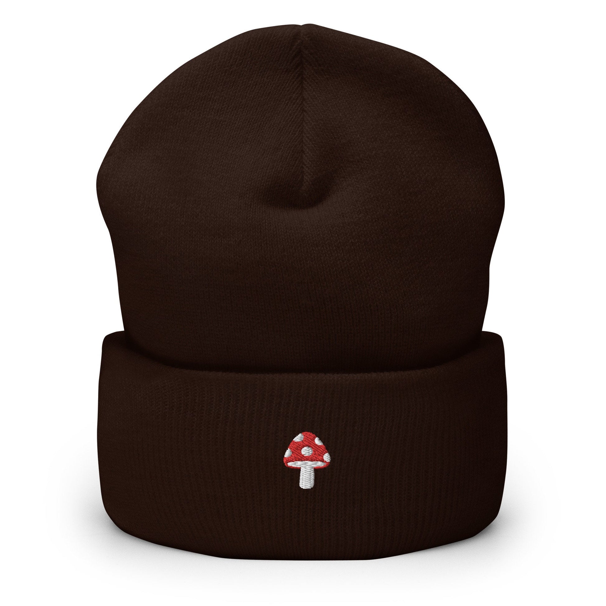 Mushroom Beanie - Toadstool - Fall, Autumn Hat - Embroidered + Cuffed + Hypoallergenic - Multiple Colors