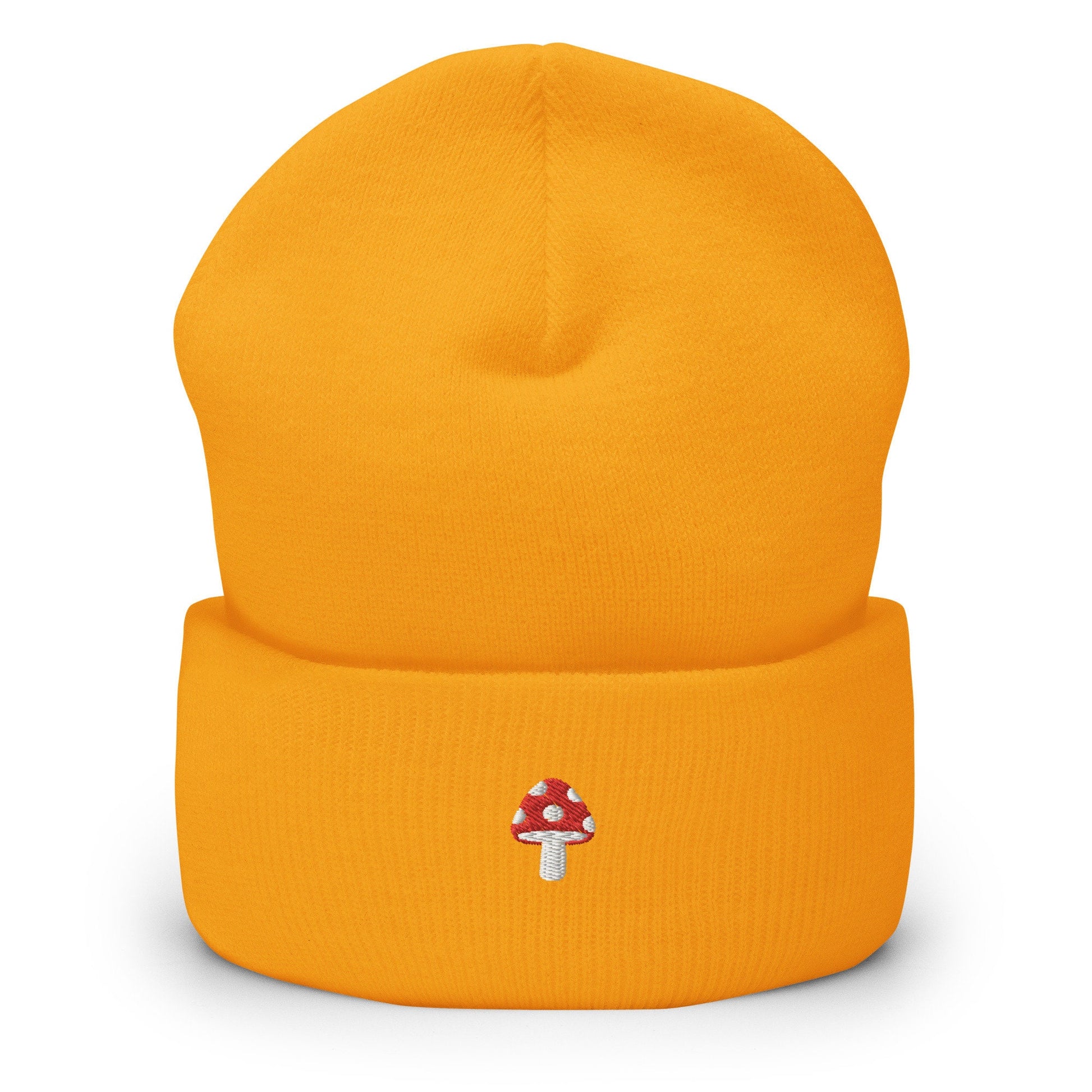 Mushroom Beanie - Toadstool - Fall, Autumn Hat - Embroidered + Cuffed + Hypoallergenic - Multiple Colors