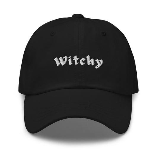 Witchy Hat - Gift for Spooky Gals & Fans of the Occult - Embroidered Cotton Cap - Multiple Primary Colors