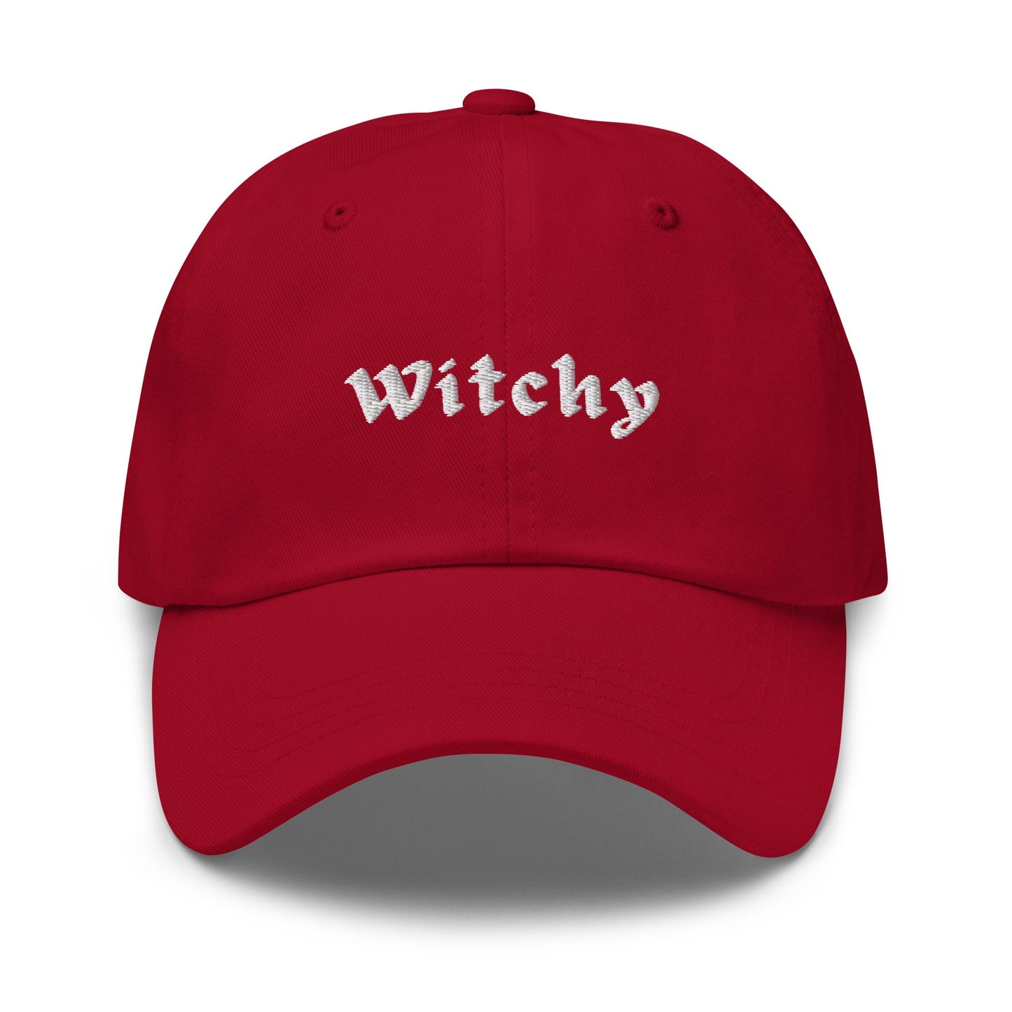 Witchy Hat - Gift for Spooky Gals & Fans of the Occult - Embroidered Cotton Cap - Multiple Primary Colors