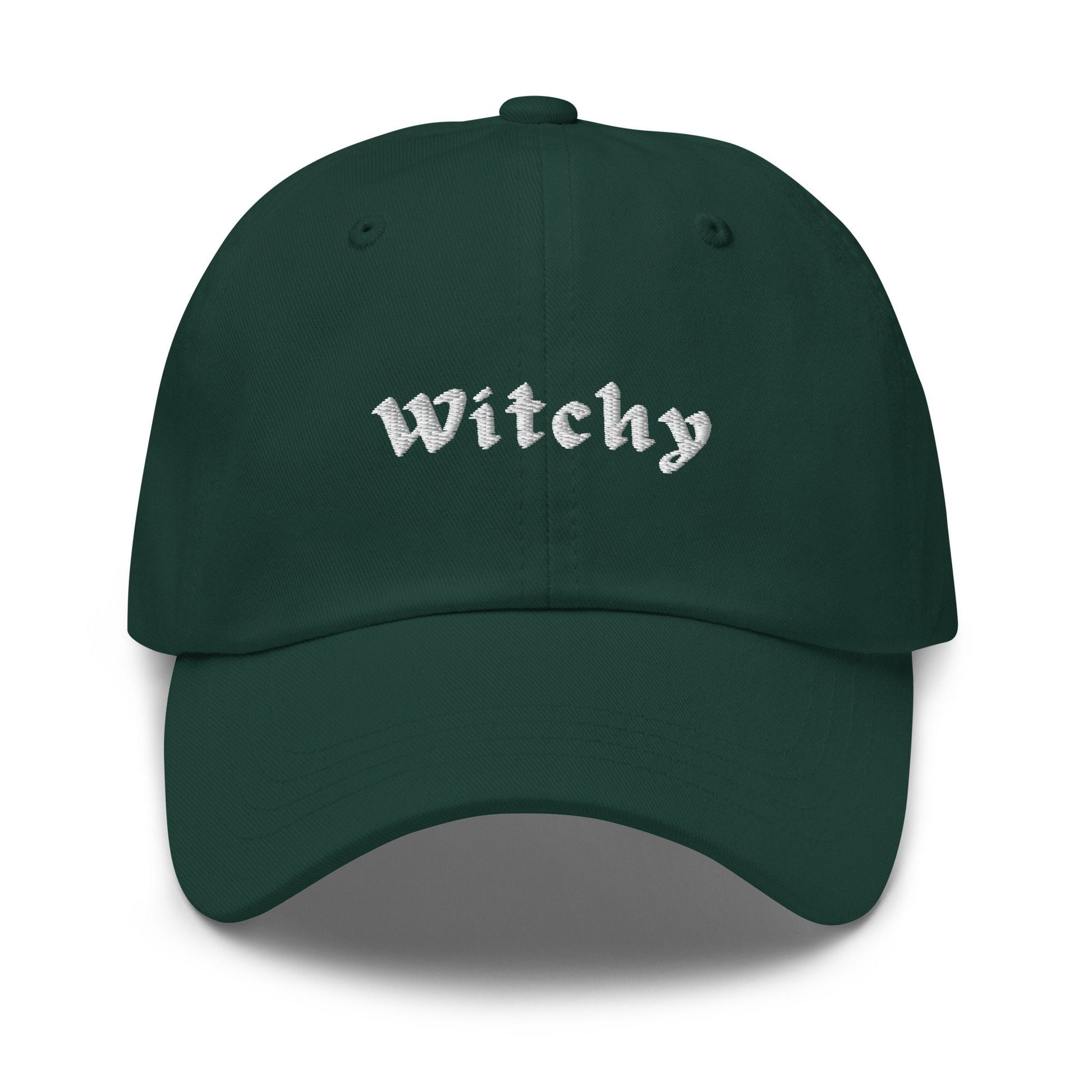 Witchy Hat - Gift for Spooky Gals & Fans of the Occult - Embroidered Cotton Cap - Multiple Primary Colors