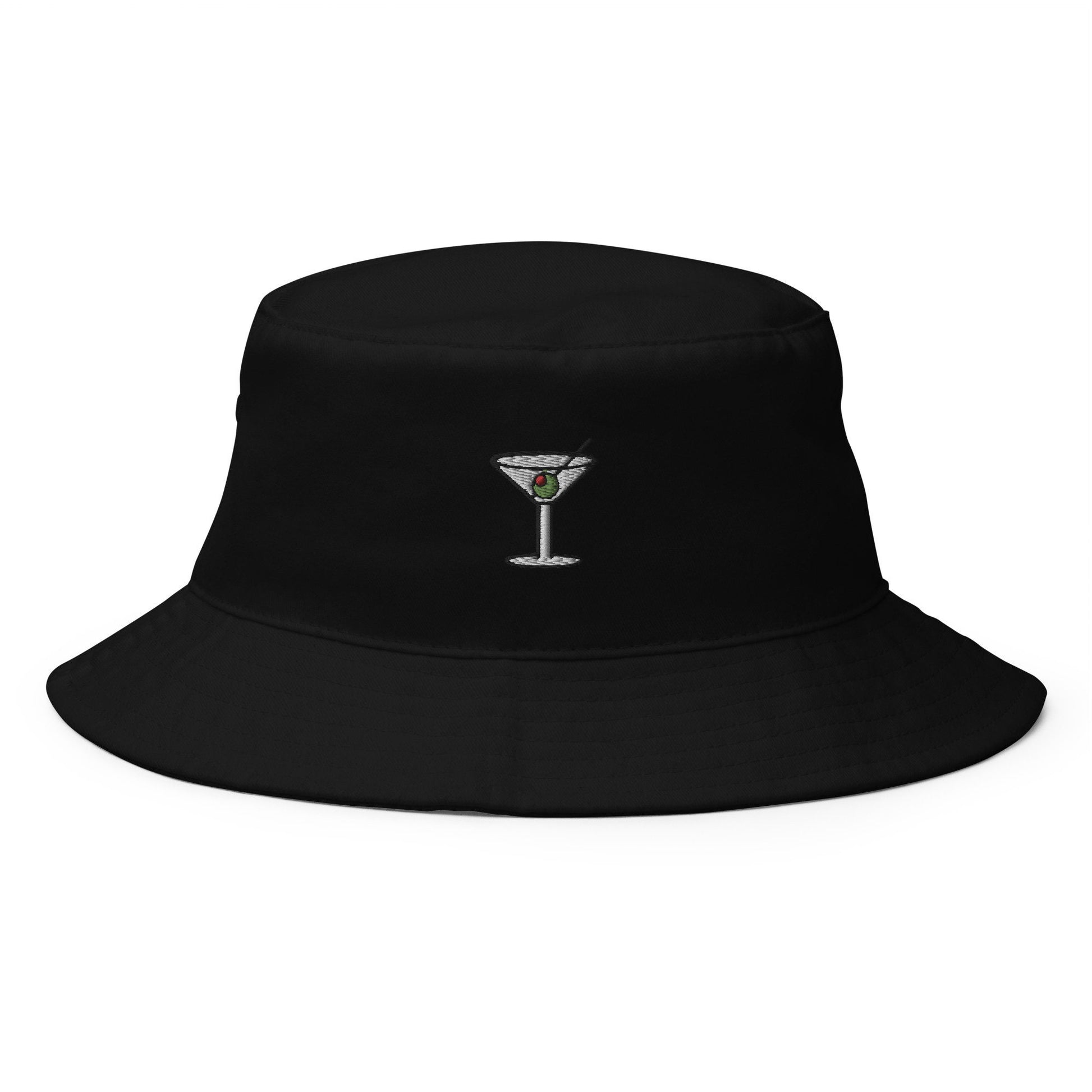 Martini Bucket Hat - Gift for vodka gin cocktail lovers - Cotton Embroidered - Multiple Colors - Customizable