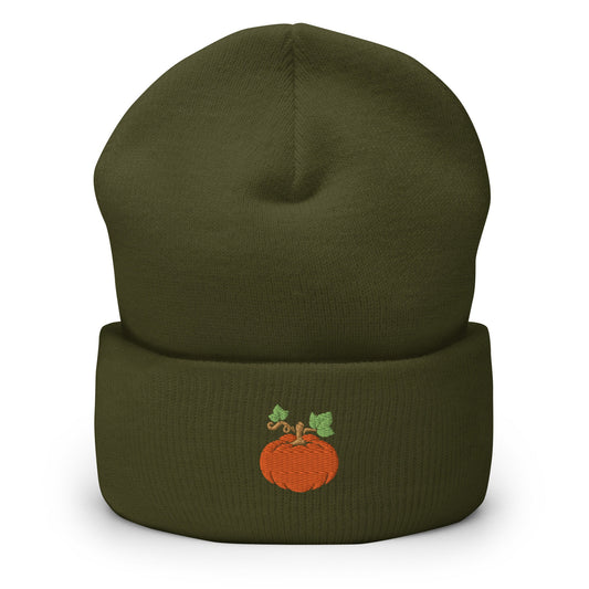 Pumpkin Beanie - Fall, Autumn Hat - Embroidered + Cuffed + Hypoallergenic - Multiple Colors