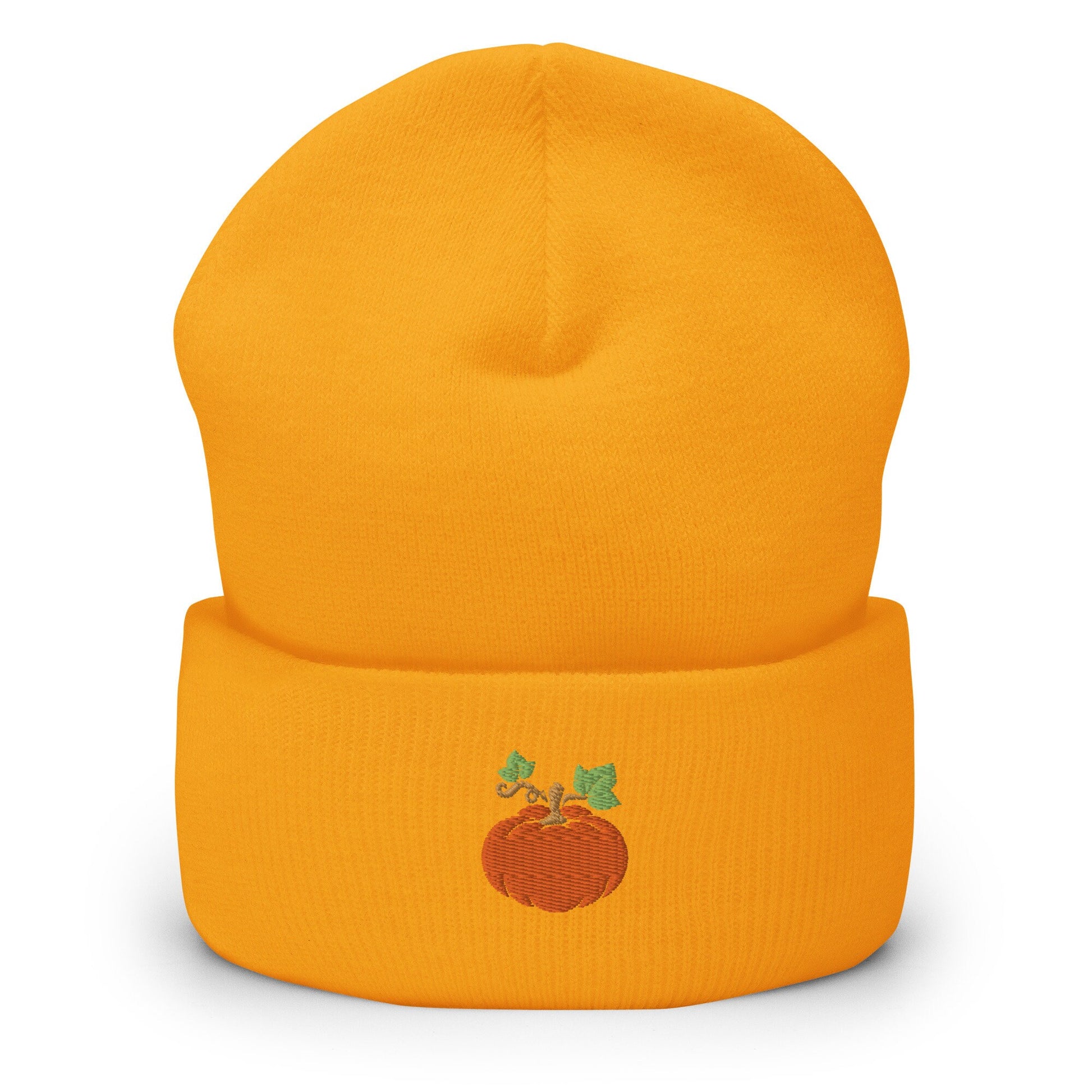 Pumpkin Beanie - Fall, Autumn Hat - Embroidered + Cuffed + Hypoallergenic - Multiple Colors