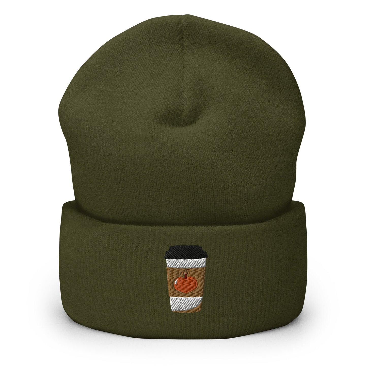 Pumpkin Spice Latte Beanie - Fall, Autumn, Thanksgiving Hat - Embroidered + Cuffed + Hypoallergenic - Multiple Colors