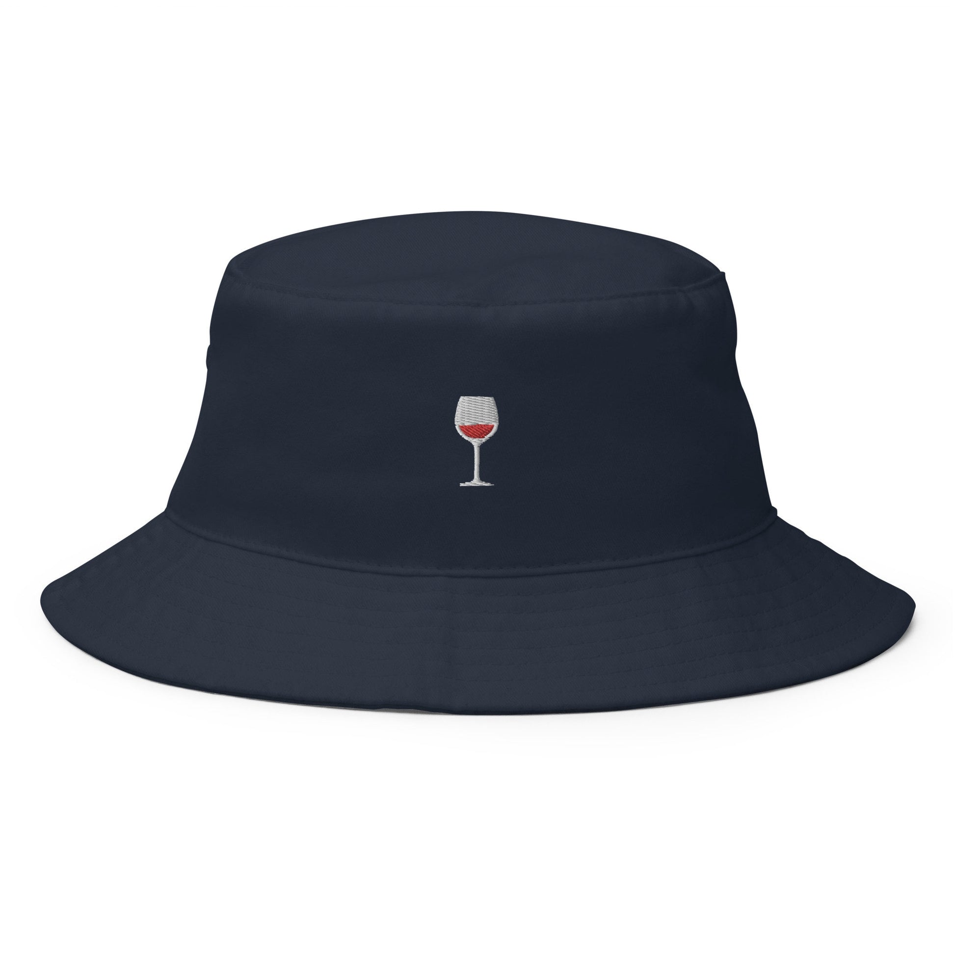 Red Wine Glass Bucket Hat - Gift for Wine/Vino Lovers - Cotton Embroidered - Multiple Colors - Customizable