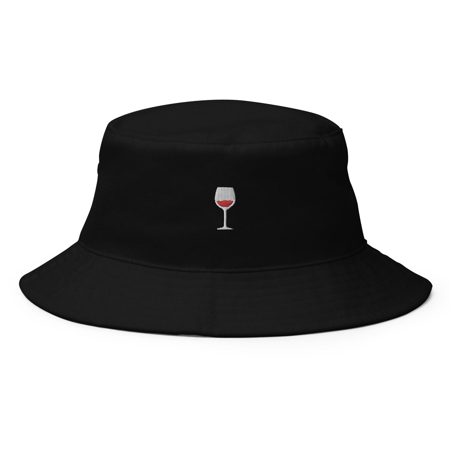 Red Wine Glass Bucket Hat - Gift for Wine/Vino Lovers - Cotton Embroidered - Multiple Colors - Customizable