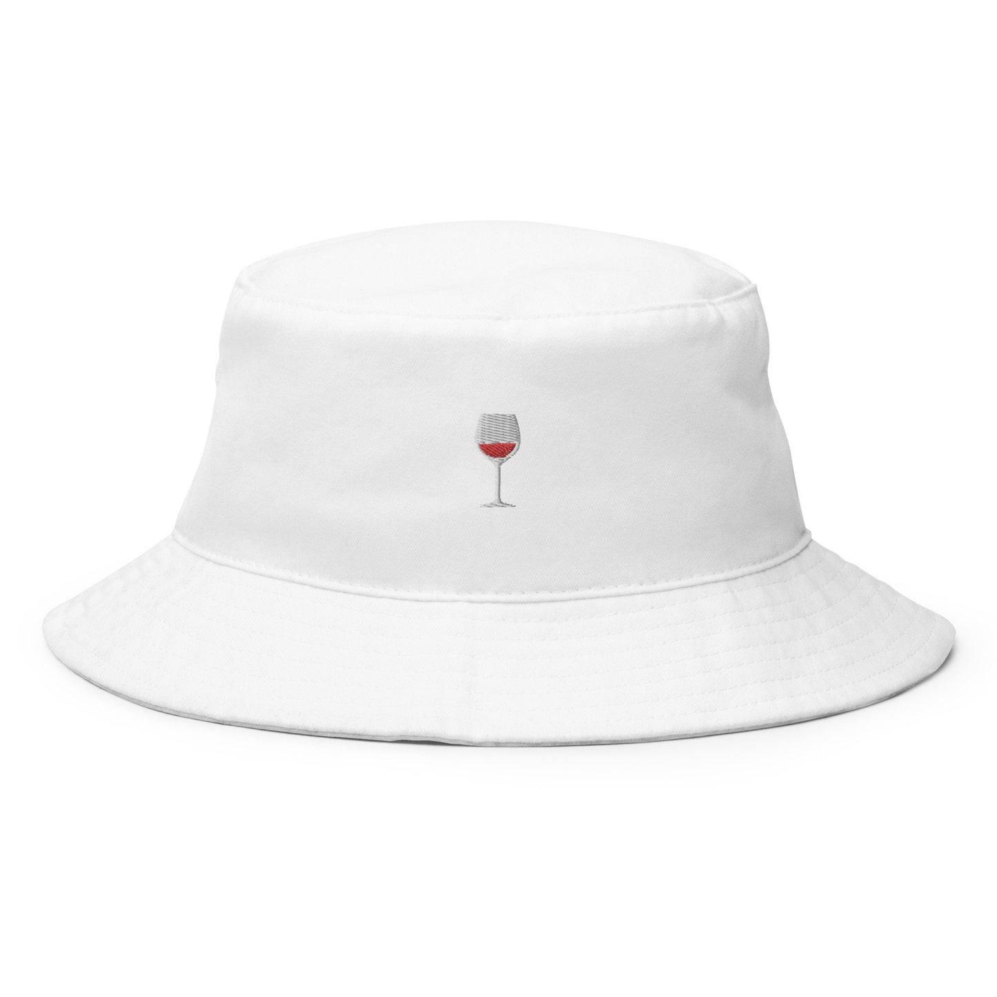 Red Wine Glass Bucket Hat - Gift for Wine/Vino Lovers - Cotton Embroidered - Multiple Colors - Customizable