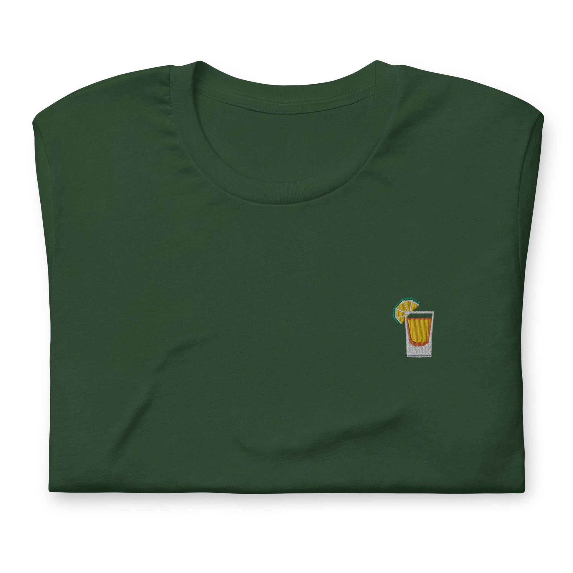 Tequila Shot T Shirt - Minimalist Embroidered Shirt - Multiple Colours