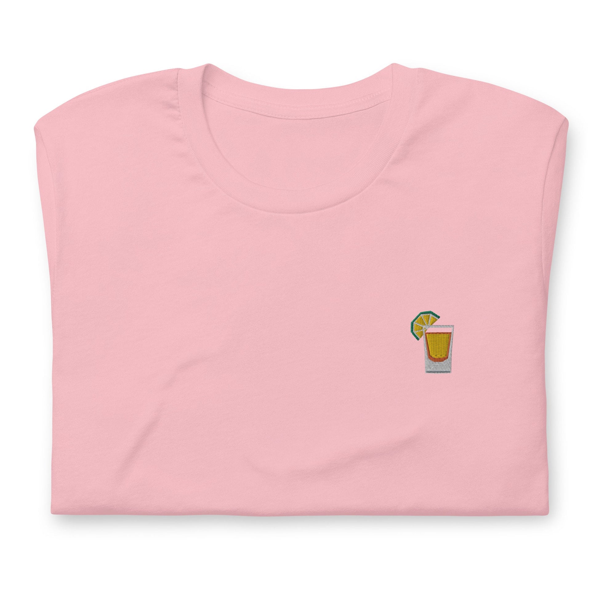 Tequila Shot T Shirt - Minimalist Embroidered Shirt - Multiple Colours