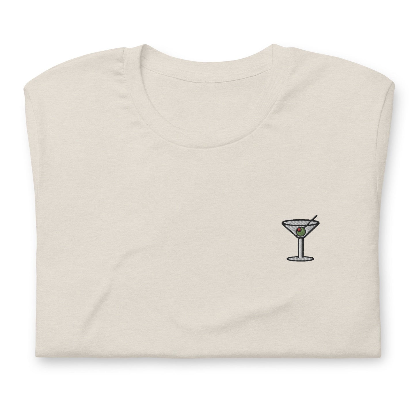 Martini T Shirt - Gift for Cocktail Lovers - Minimalist Embroidered Shirt - Multiple Colours
