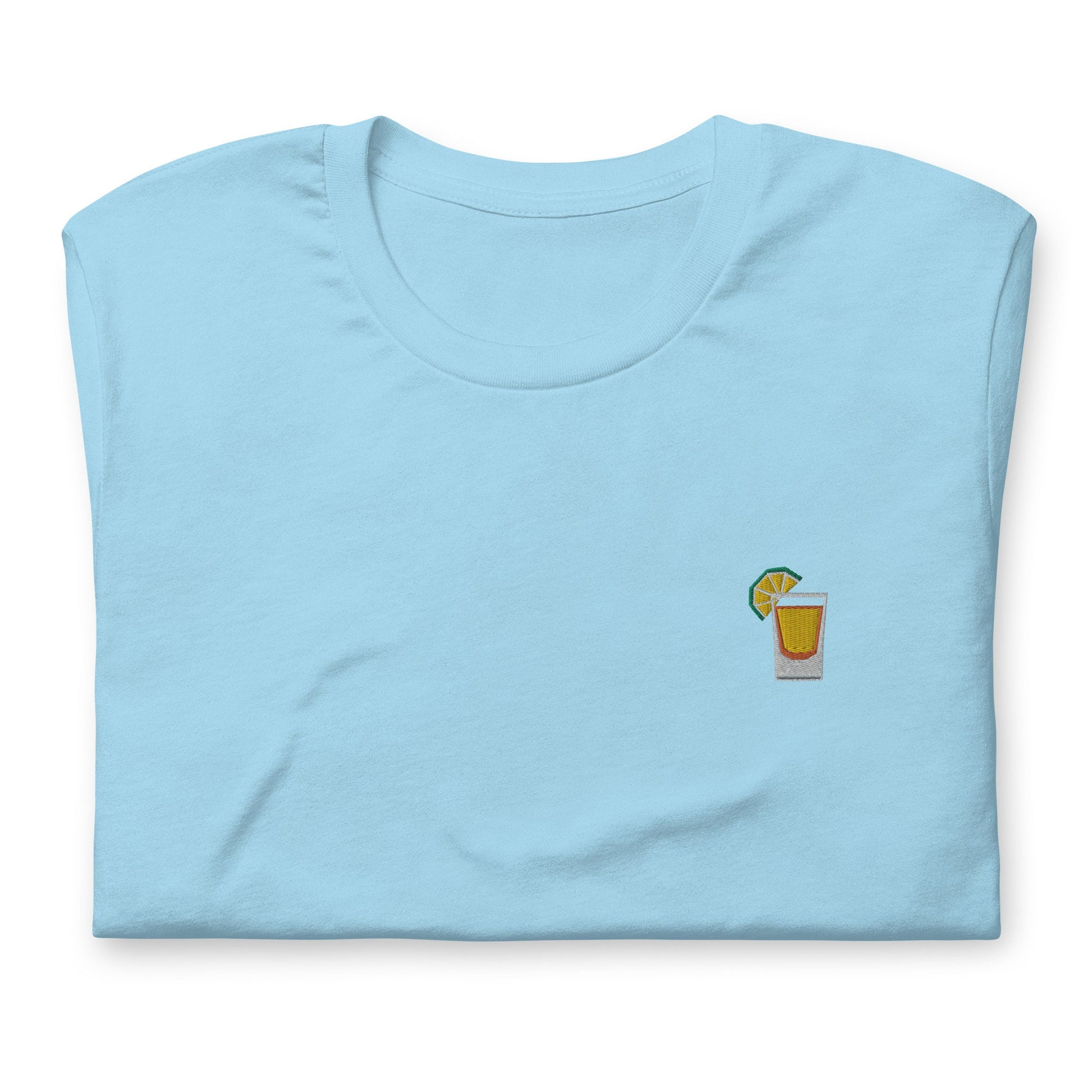 Tequila Shot T Shirt - Minimalist Embroidered Shirt - Multiple Colours