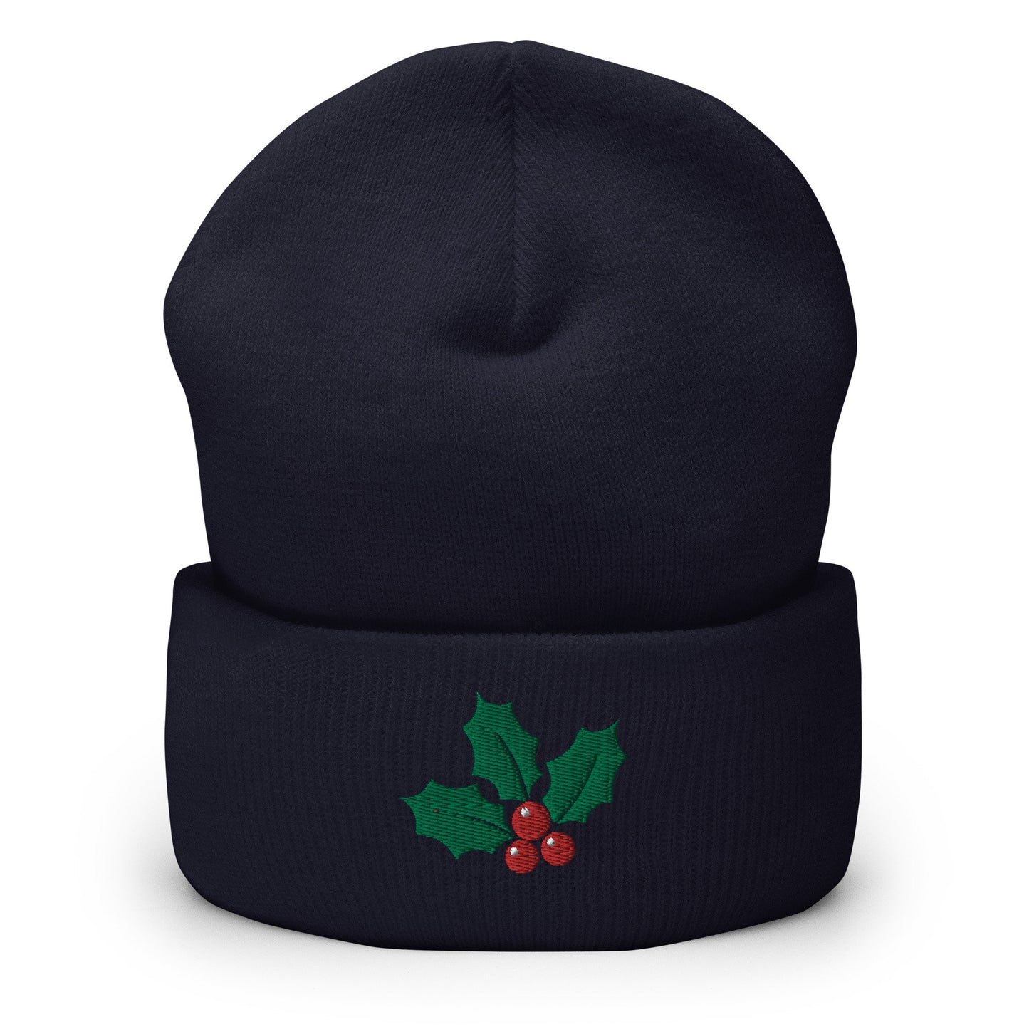 Christmas Mistletoe Embroidered Beanie - Holiday Gift - Knit Unisex Winter Hat - Multiple Colors