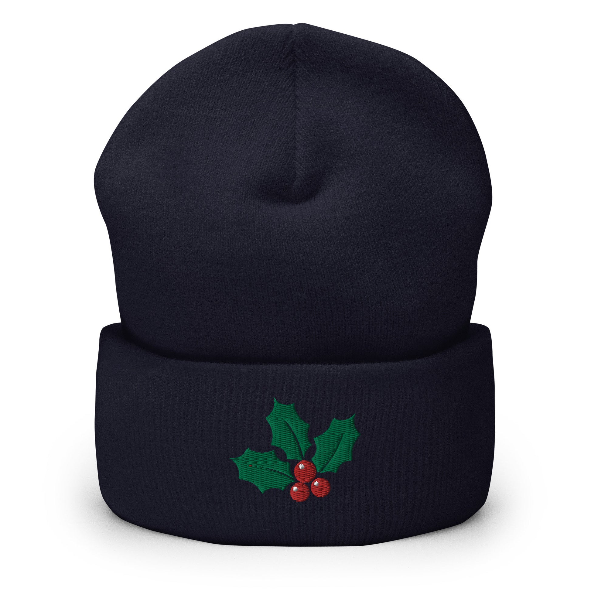 Christmas Mistletoe Embroidered Beanie - Holiday Gift - Knit Unisex Winter Hat - Multiple Colors