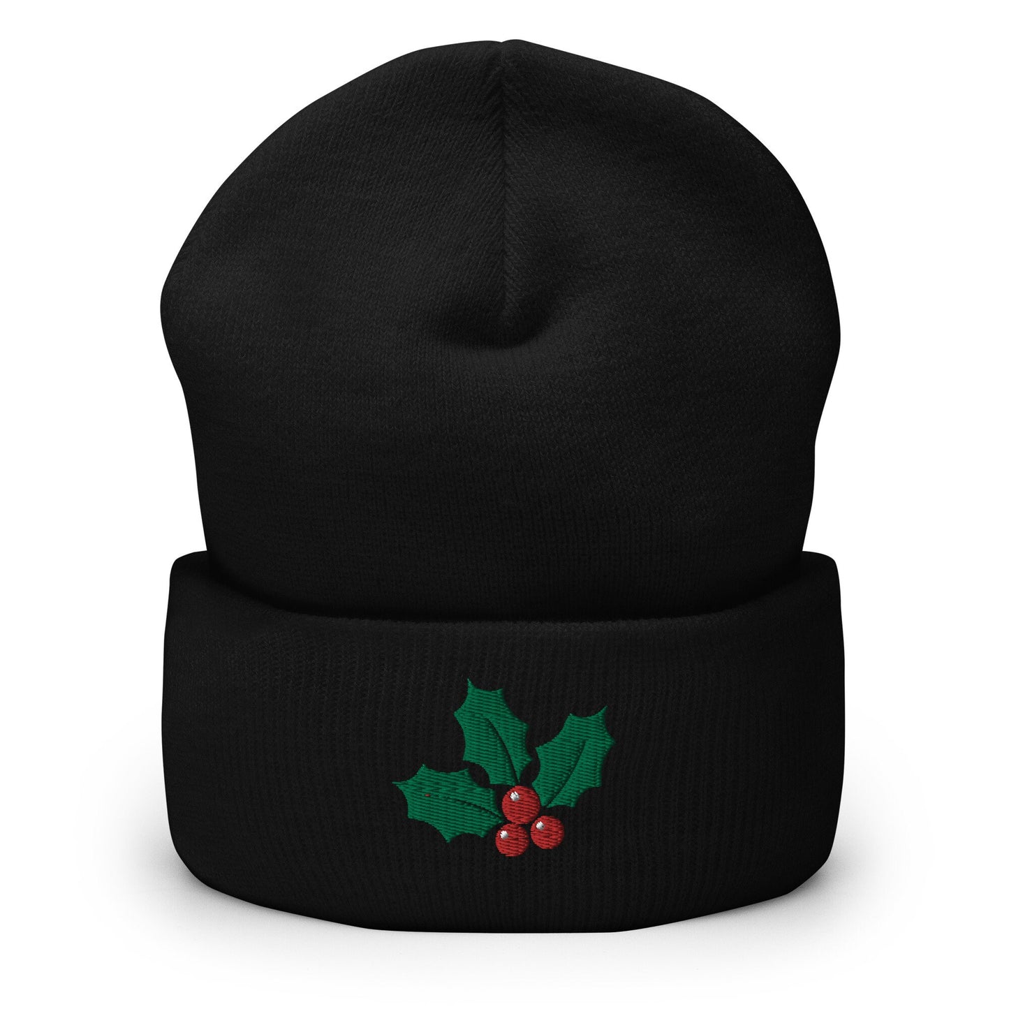 Christmas Mistletoe Embroidered Beanie - Holiday Gift - Knit Unisex Winter Hat - Multiple Colors