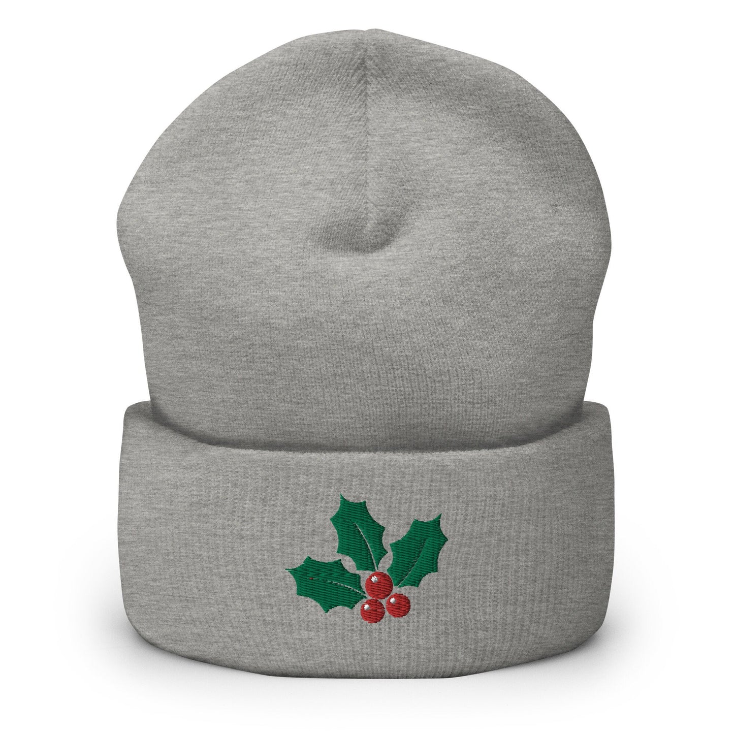 Christmas Mistletoe Embroidered Beanie - Holiday Gift - Knit Unisex Winter Hat - Multiple Colors