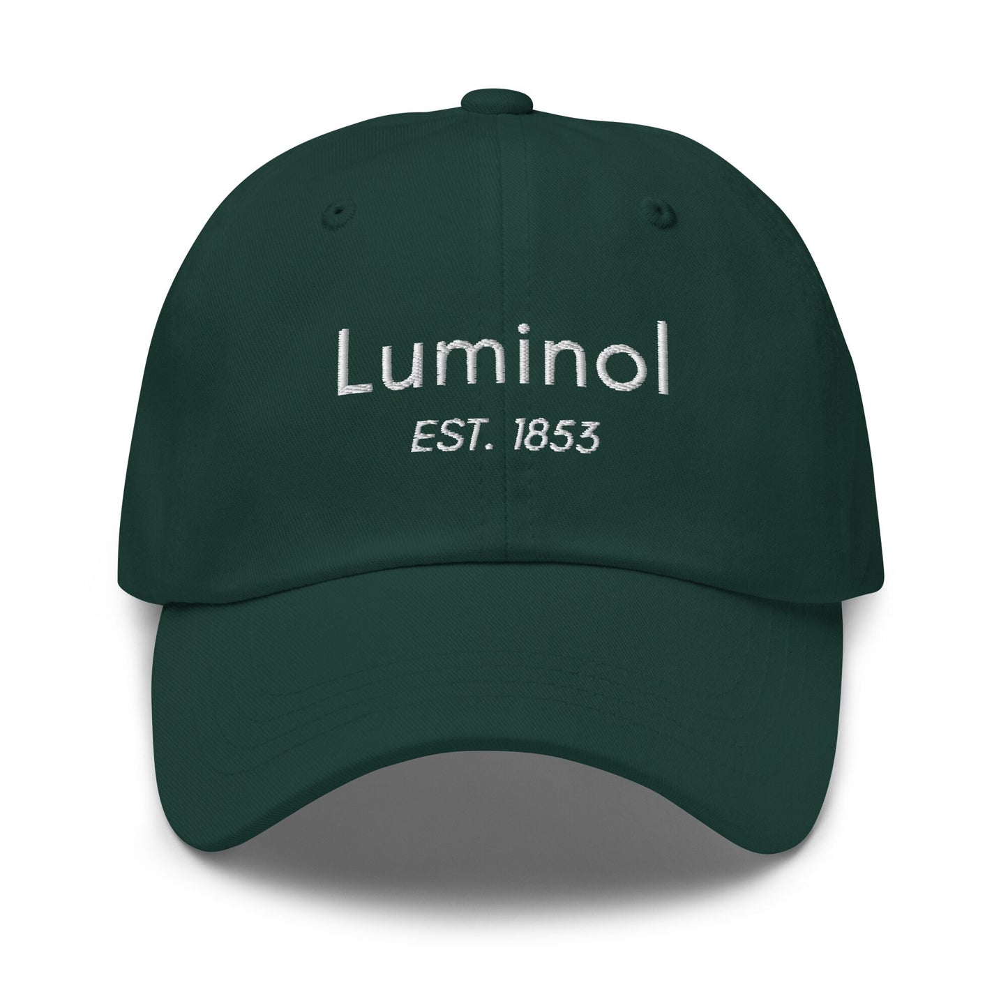 Luminol Hat: Embroidered Cotton Cap for True Crime Fans