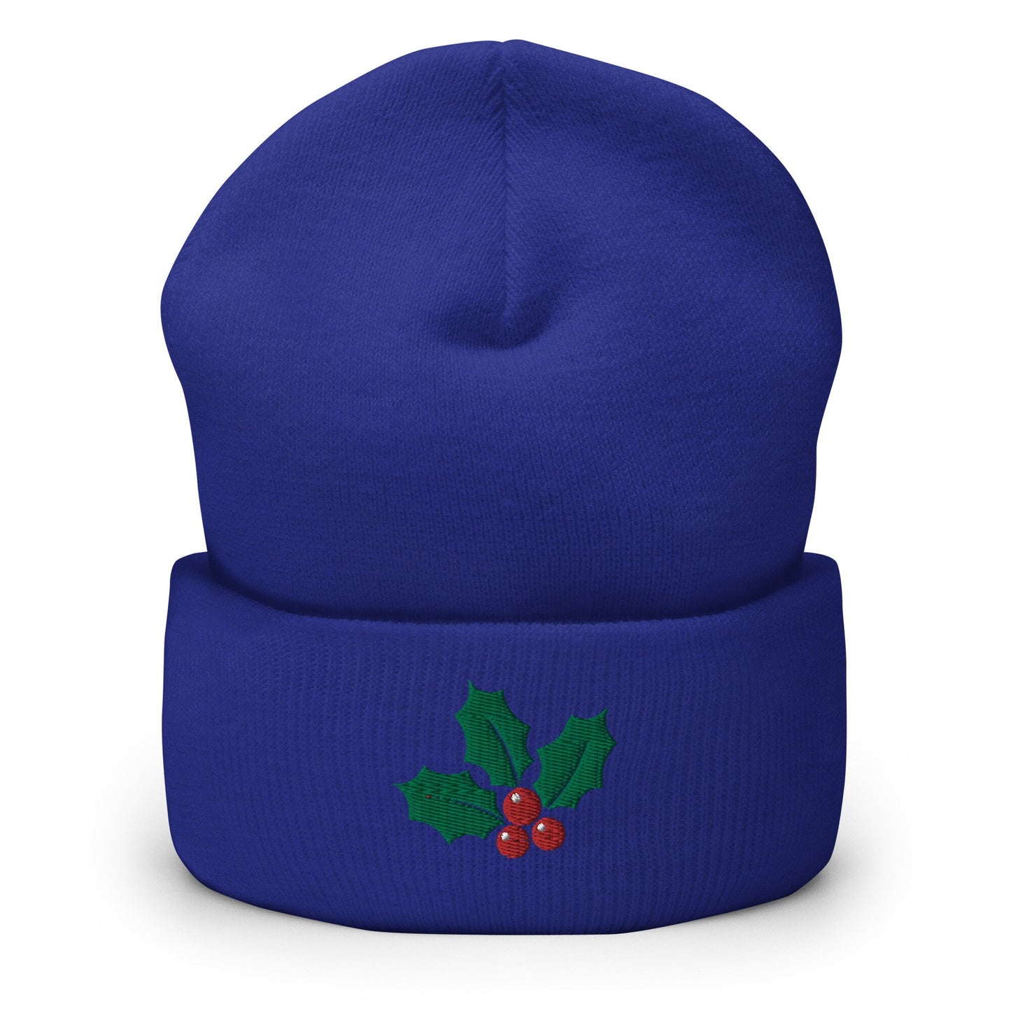 Christmas Mistletoe Embroidered Beanie - Holiday Gift - Knit Unisex Winter Hat - Multiple Colors