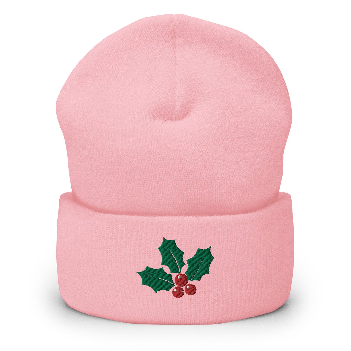 Christmas Mistletoe Embroidered Beanie - Holiday Gift - Knit Unisex Winter Hat - Multiple Colors