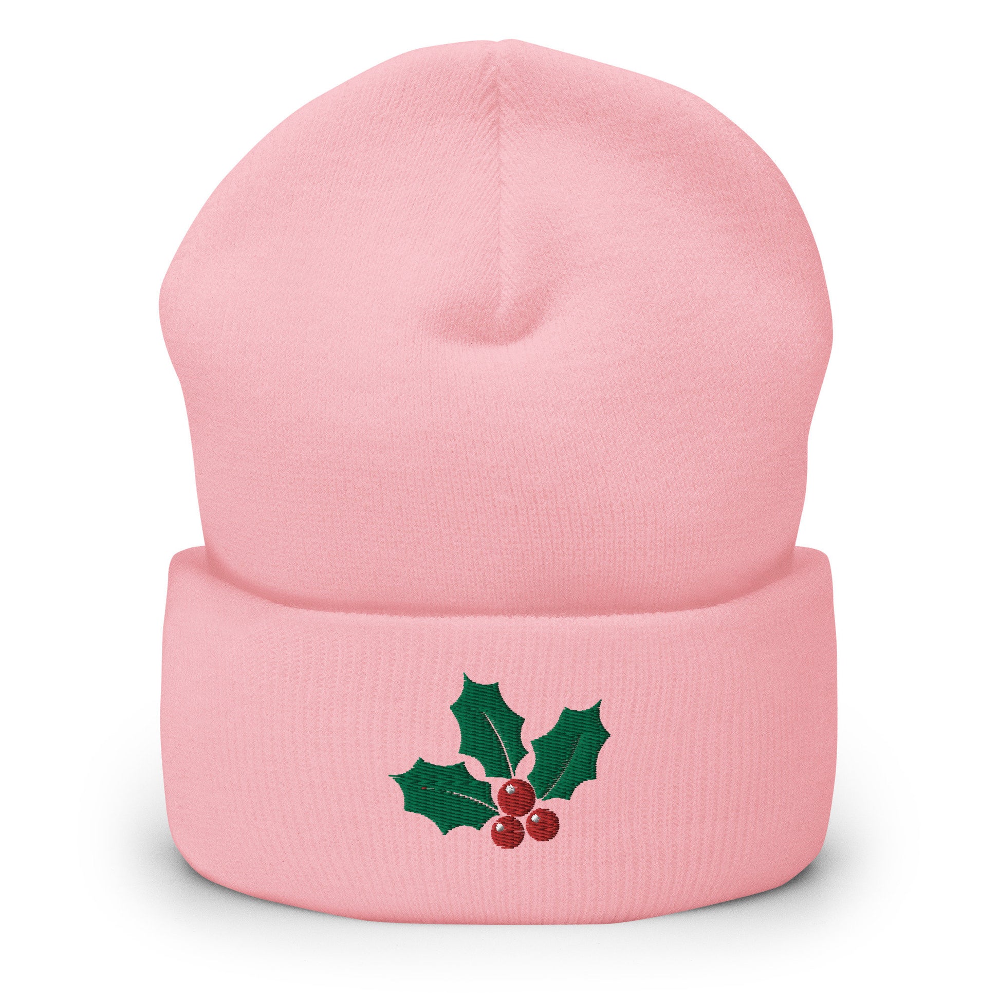 Christmas Mistletoe Embroidered Beanie - Holiday Gift - Knit Unisex Winter Hat - Multiple Colors