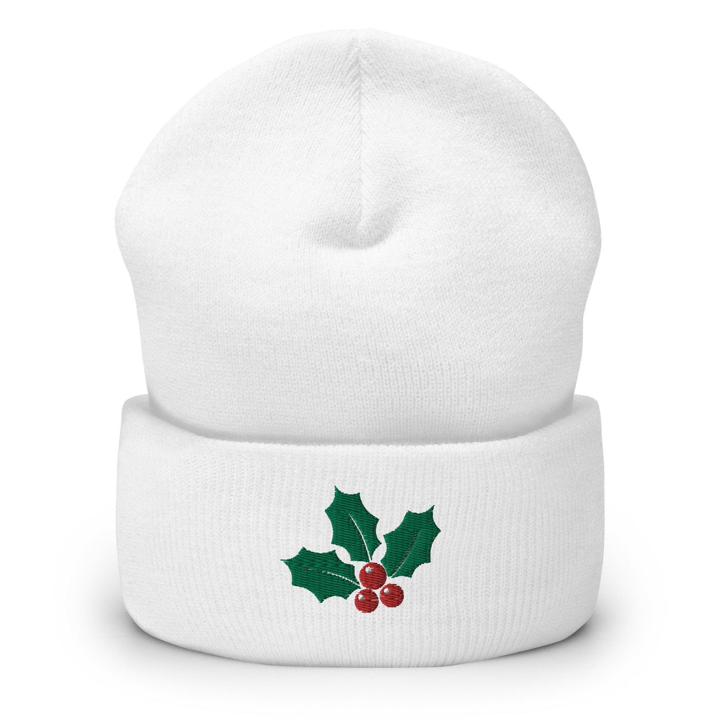 Christmas Mistletoe Embroidered Beanie - Holiday Gift - Knit Unisex Winter Hat - Multiple Colors