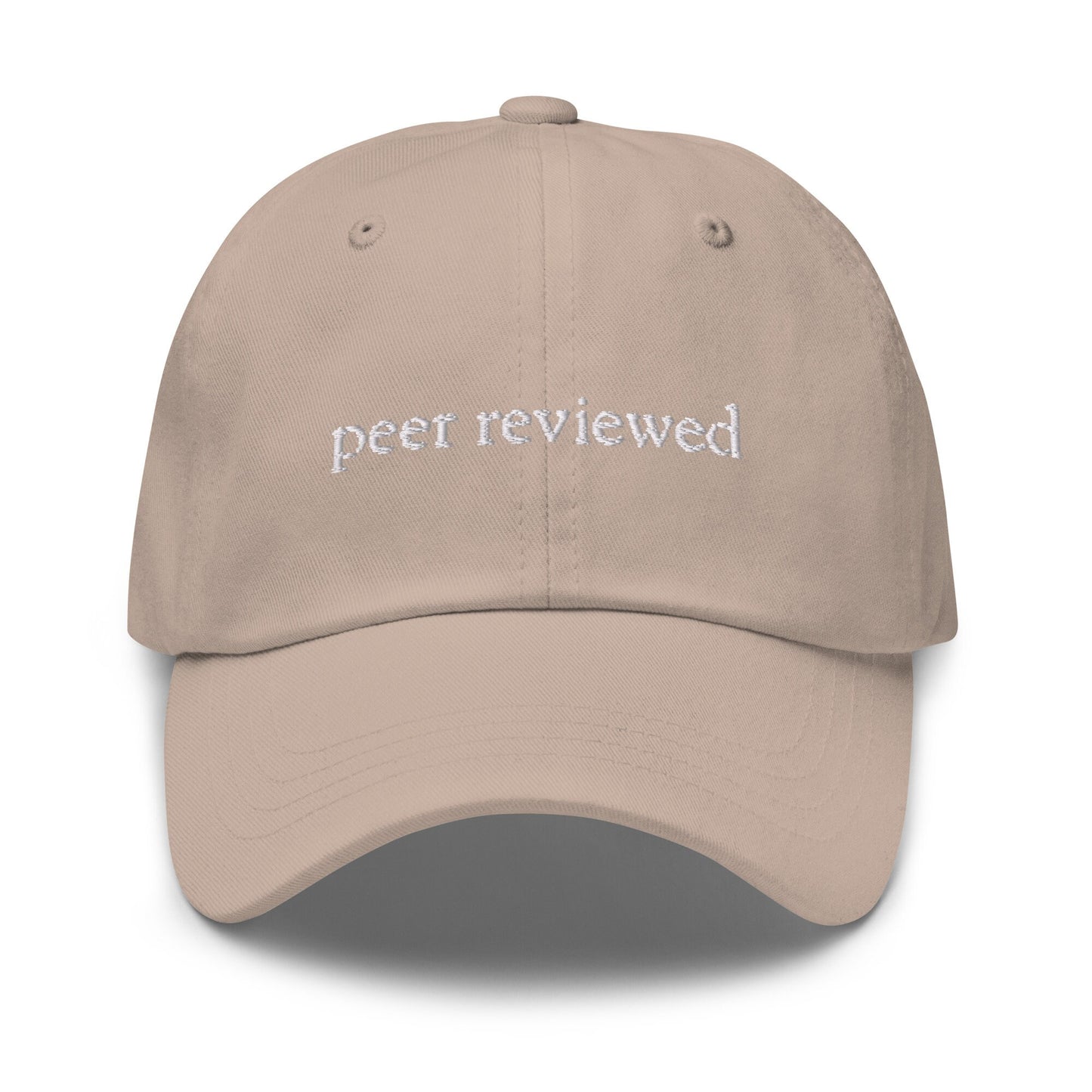 Peer Reviewed Dad Hat - Gift for Students, Researchers, Scientists and Grads - Minimalist Cotton Embroidery - Multiple Colors