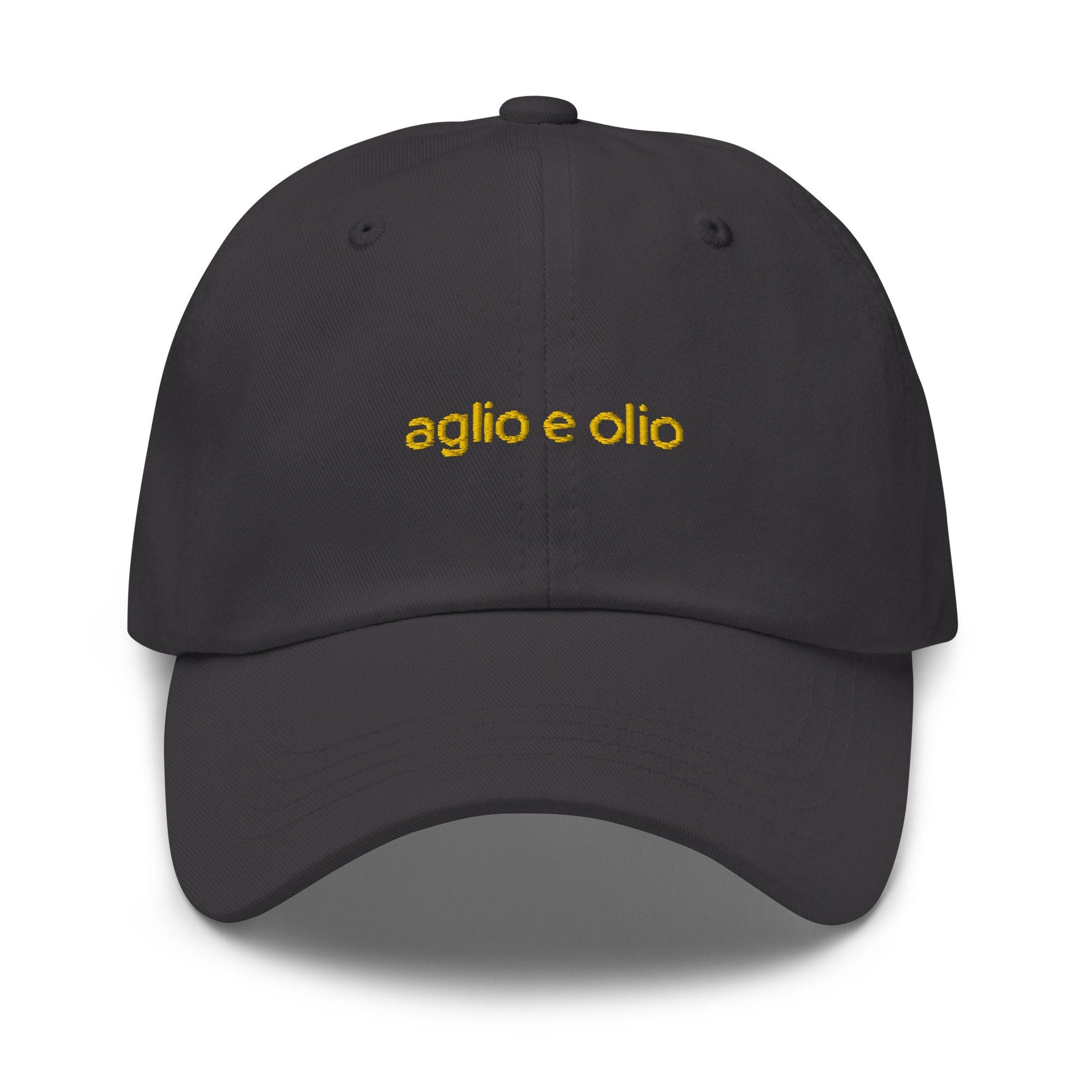 Aglio e Olio Hat - Italian Pasta Lovers - Olive Oil and Garlic -  Embroidered Cotton Hat - Multiple Colors
