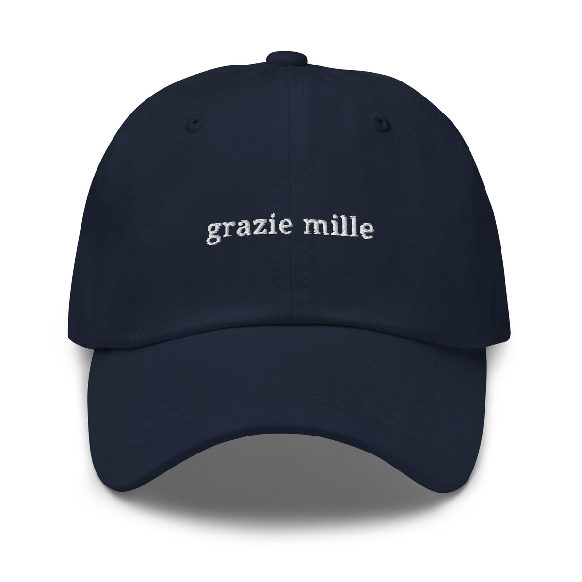 Grazie Hat - Italian Thank You -  Embroidered Cotton Baseball Hat - Multiple Colors