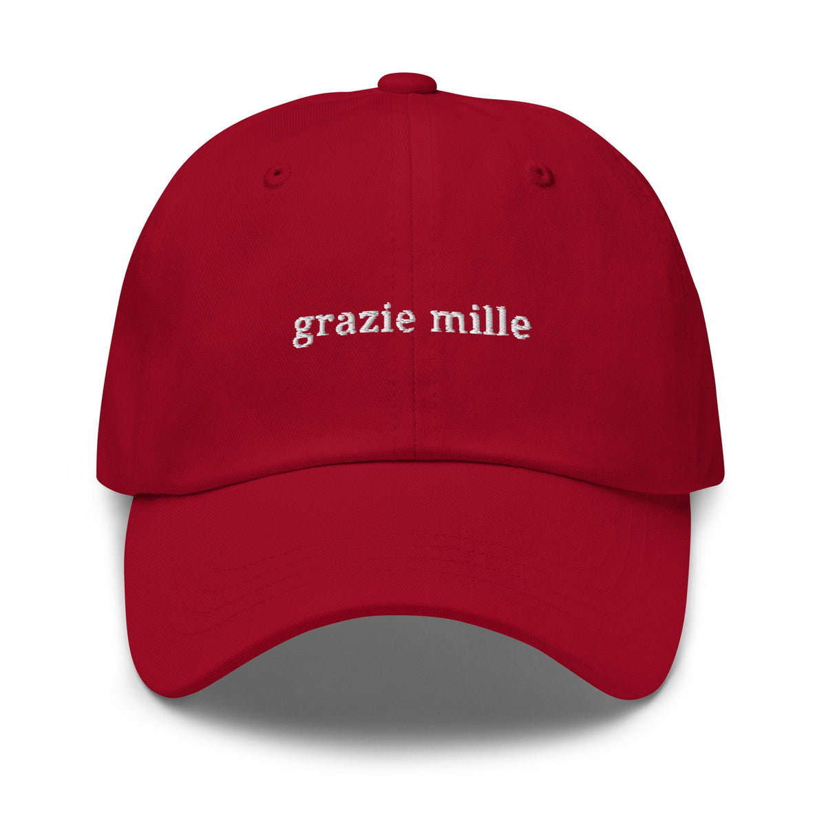 Grazie Hat - Italian Thank You -  Embroidered Cotton Baseball Hat - Multiple Colors