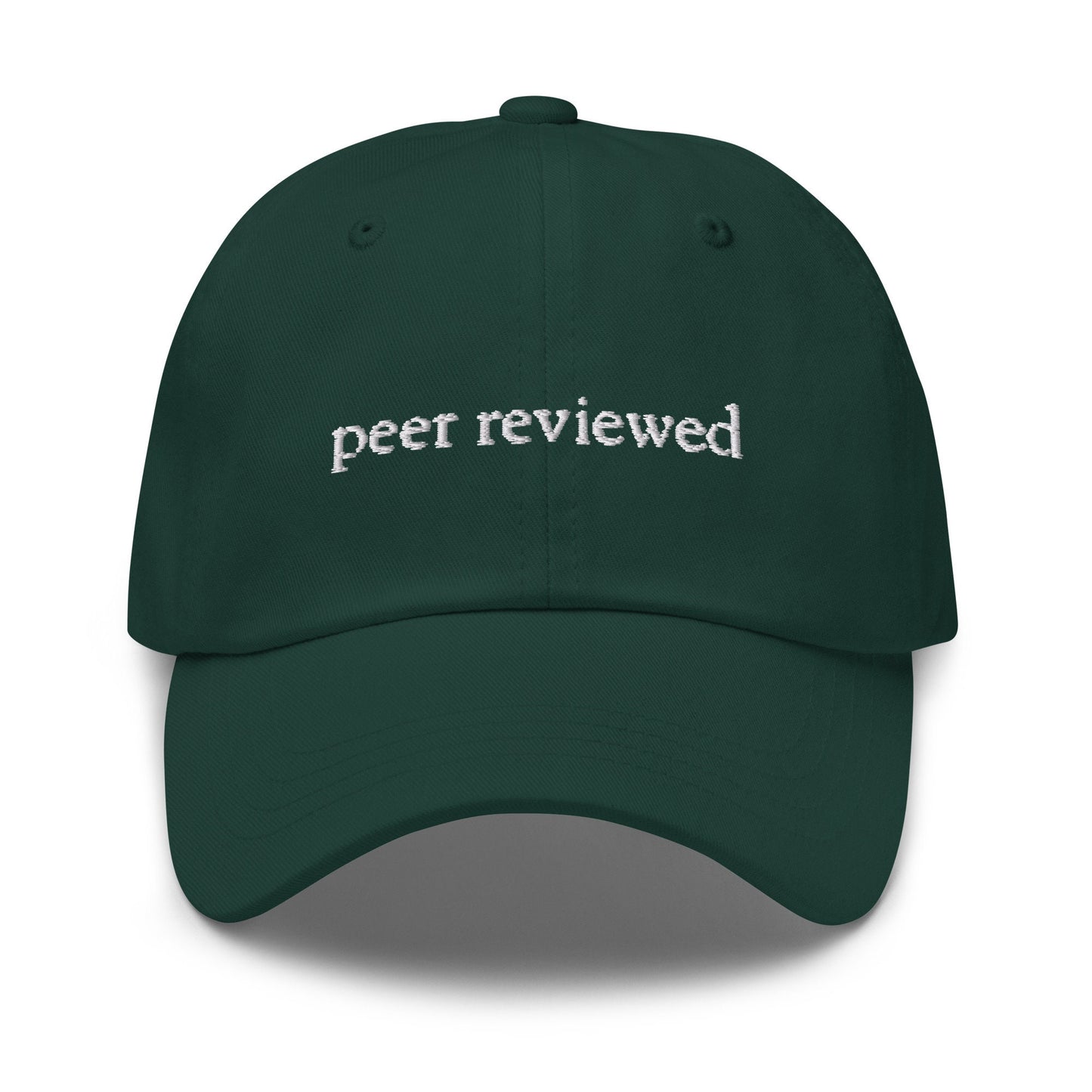 Peer Reviewed Dad Hat - Gift for Students, Researchers, Scientists and Grads - Minimalist Cotton Embroidery - Multiple Colors