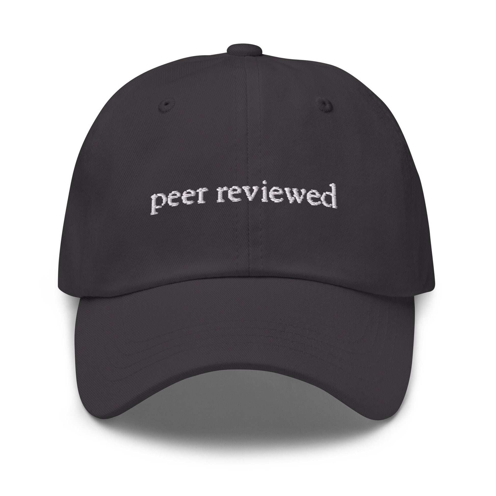 Peer Reviewed Dad Hat - Gift for Students, Researchers, Scientists and Grads - Minimalist Cotton Embroidery - Multiple Colors