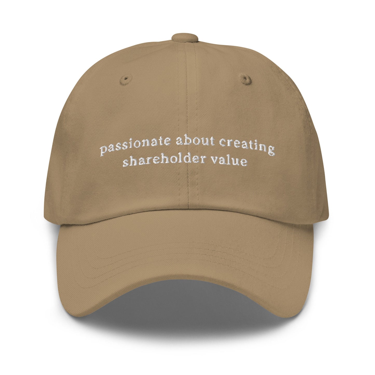 Shareholder Value Hat - Funny Work Gift - Office Humor -  Multiple Colors - Cotton Embroidered Baseball Cap