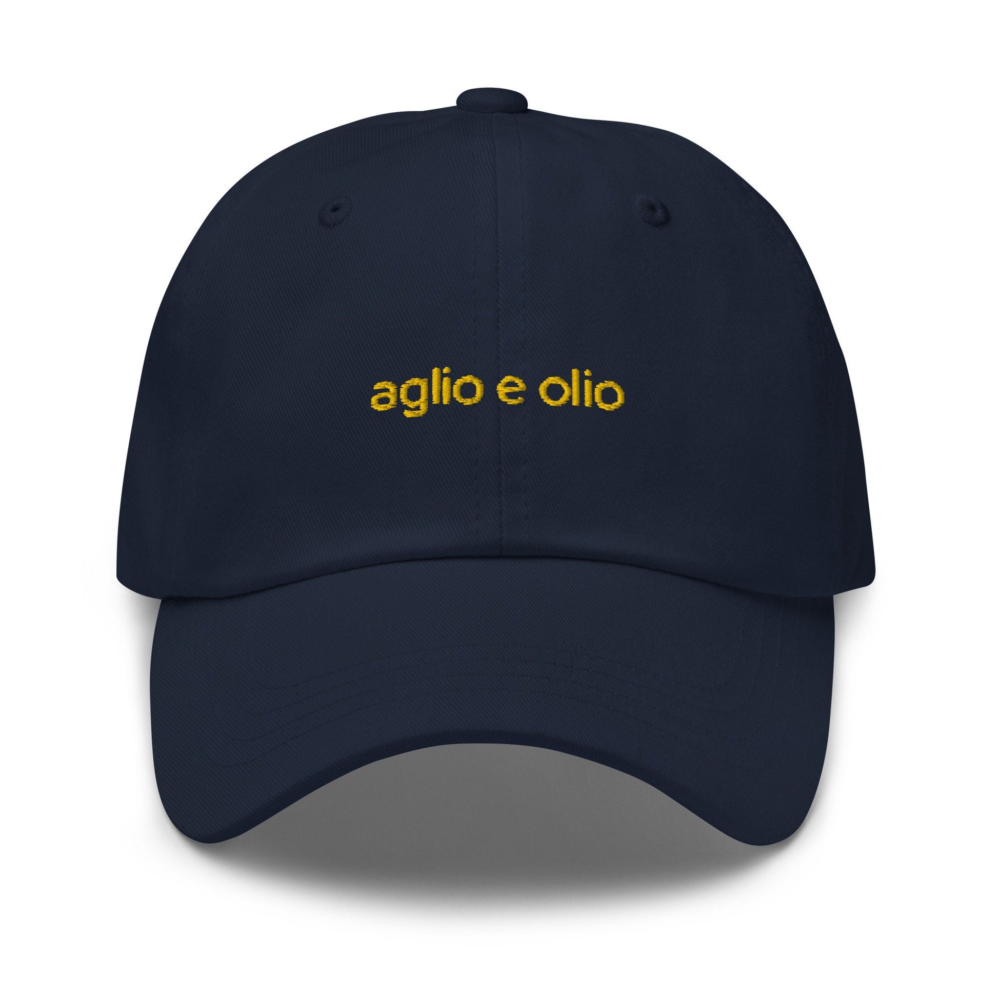 Aglio e Olio Hat - Italian Pasta Lovers - Olive Oil and Garlic -  Embroidered Cotton Hat - Multiple Colors