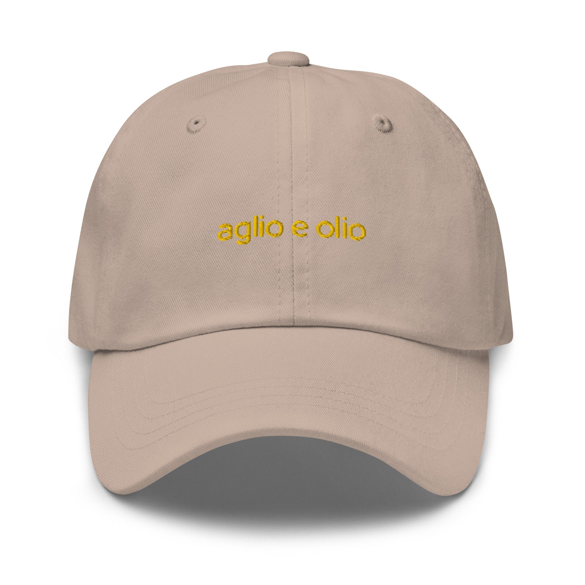 Aglio e Olio Hat - Italian Pasta Lovers - Olive Oil and Garlic -  Embroidered Cotton Hat - Multiple Colors