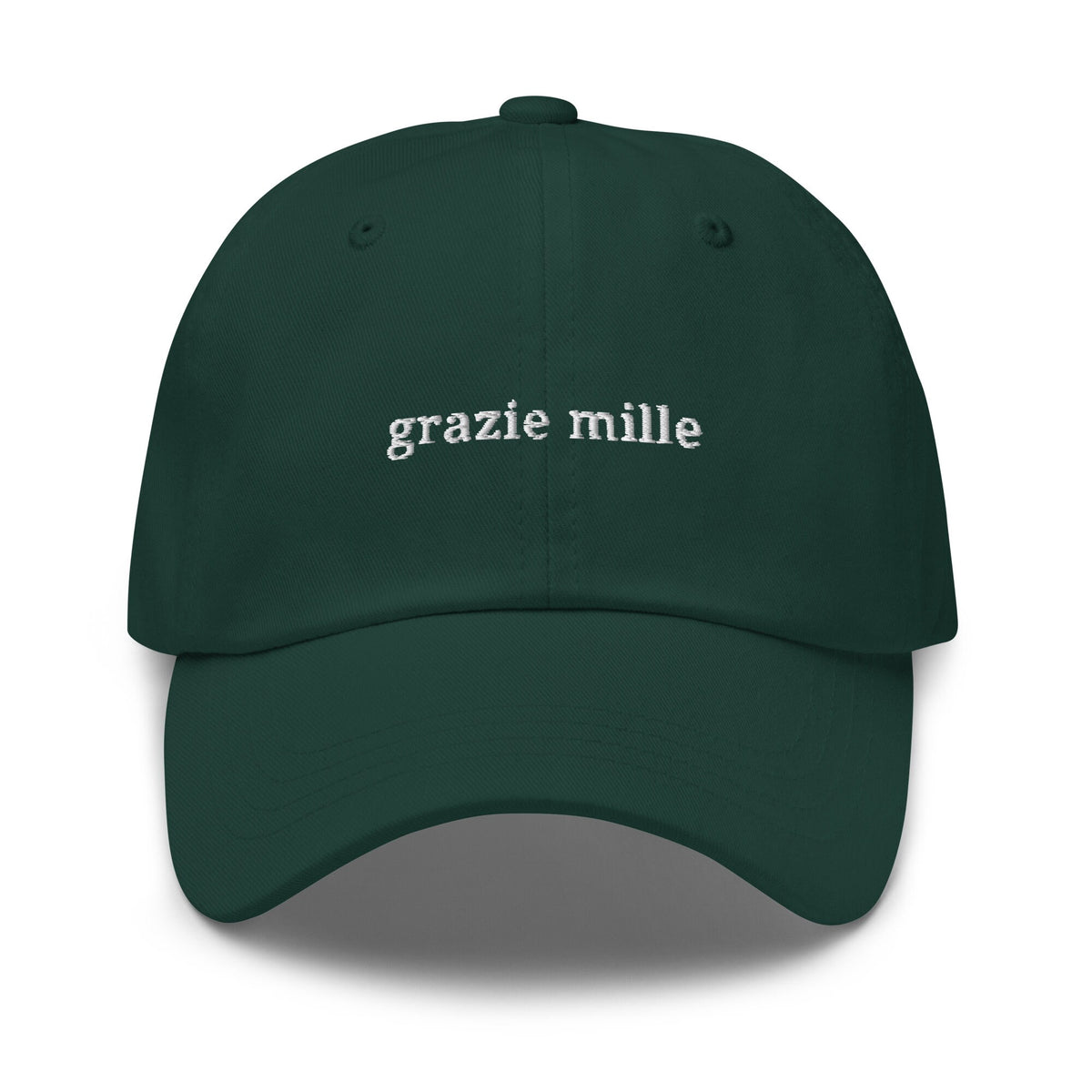 Grazie Hat - Italian Thank You -  Embroidered Cotton Baseball Hat - Multiple Colors