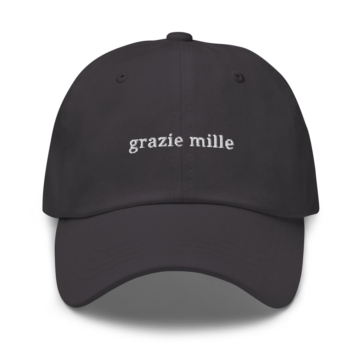 Grazie Hat - Italian Thank You -  Embroidered Cotton Baseball Hat - Multiple Colors