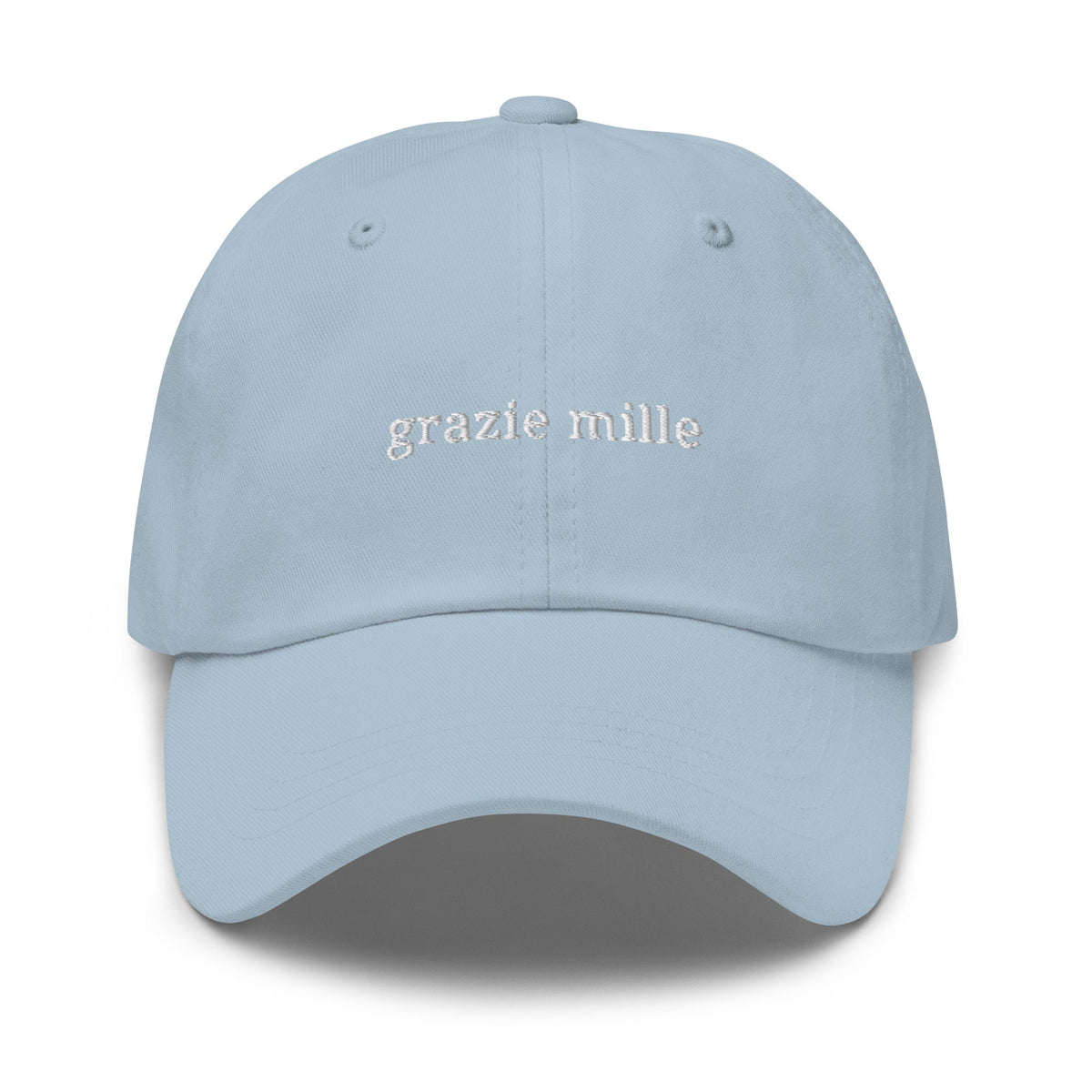 Grazie Hat - Italian Thank You -  Embroidered Cotton Baseball Hat - Multiple Colors