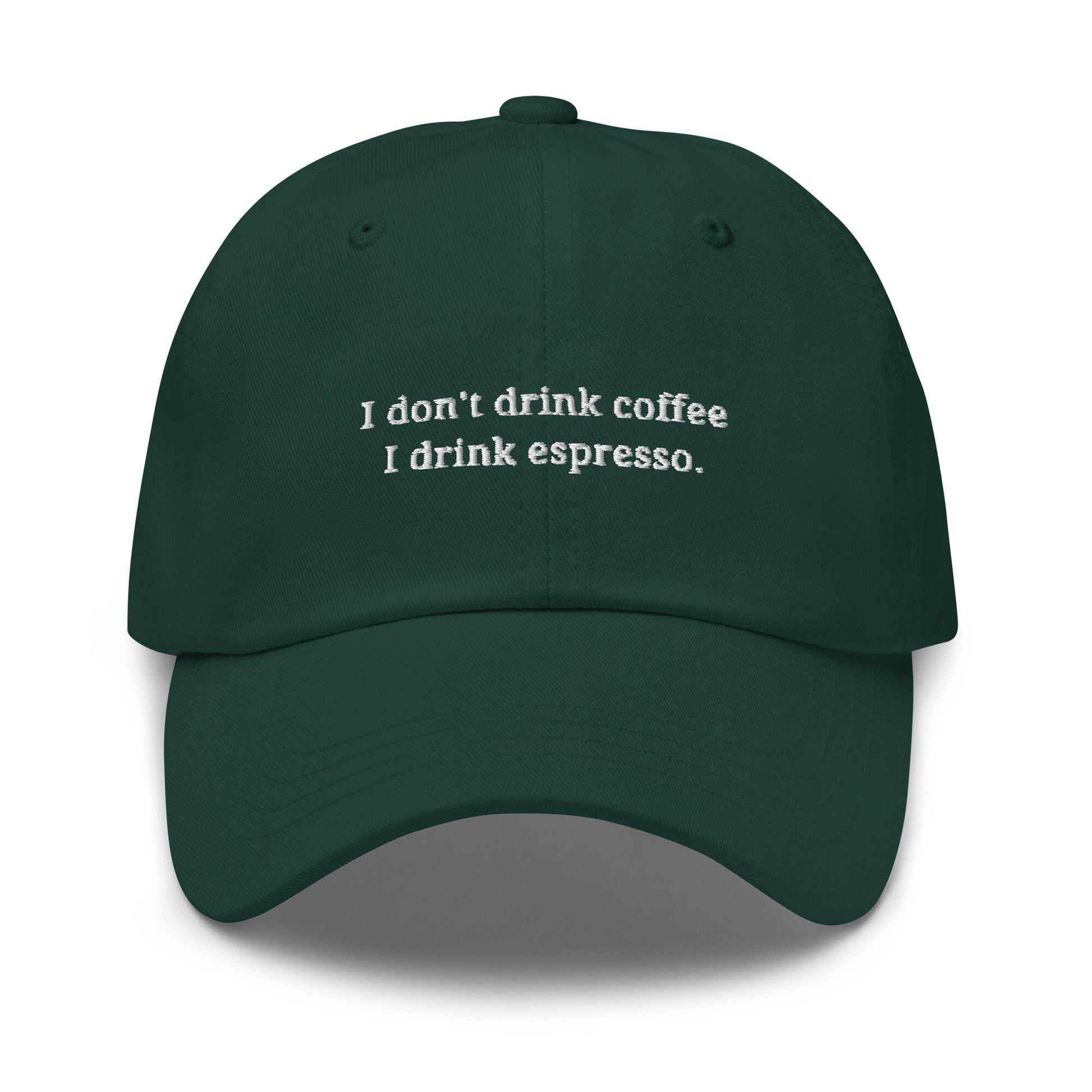 I Drink Espresso Hat - Italian Espresso Gift - Embroidered Cotton Cap - Multiple Colors